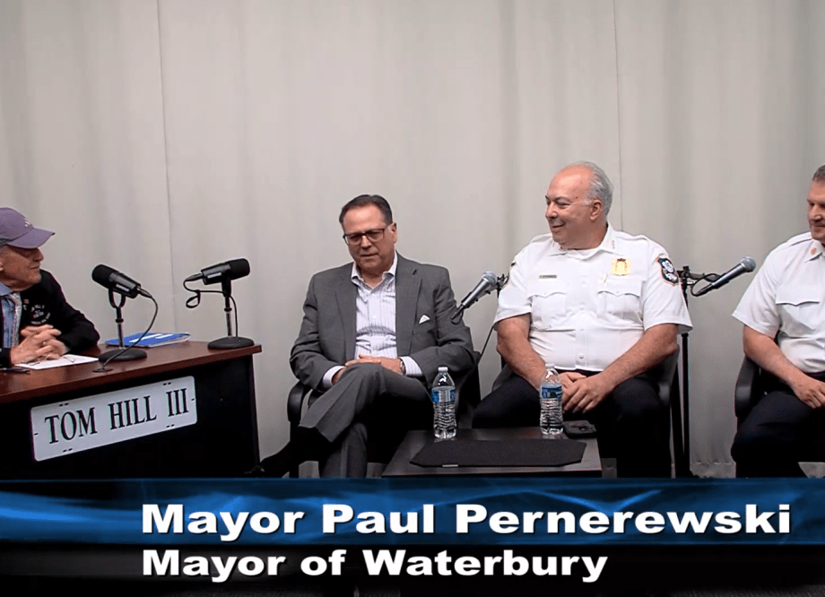 Tonight's guests from Waterbury are Mayor - Paul Pernerewski, Police Chief - Fred Spagnolo and Fire Chief - Javier Lopez